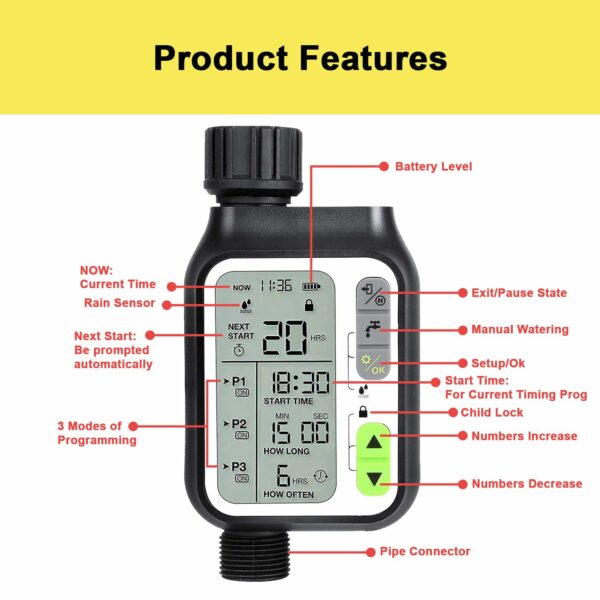 Oriley Drip Irrigation Water Timer Programmable Automatic Watering ...